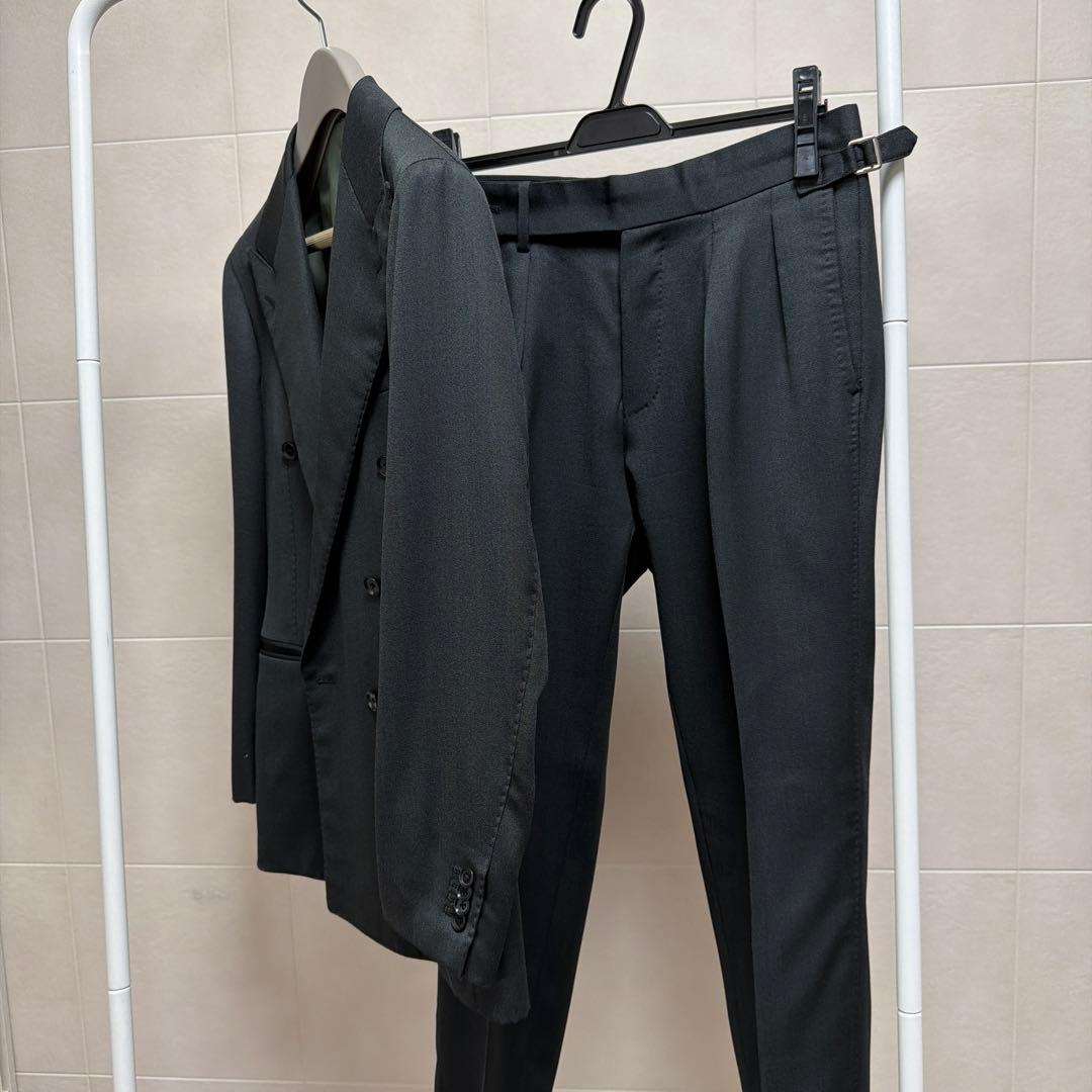 ナノユニバース別注　リングジャケット　ダブルセットアップ秋冬　ダークグリーン44