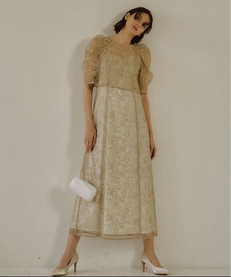 LERURE リルアー Whole race layered dress