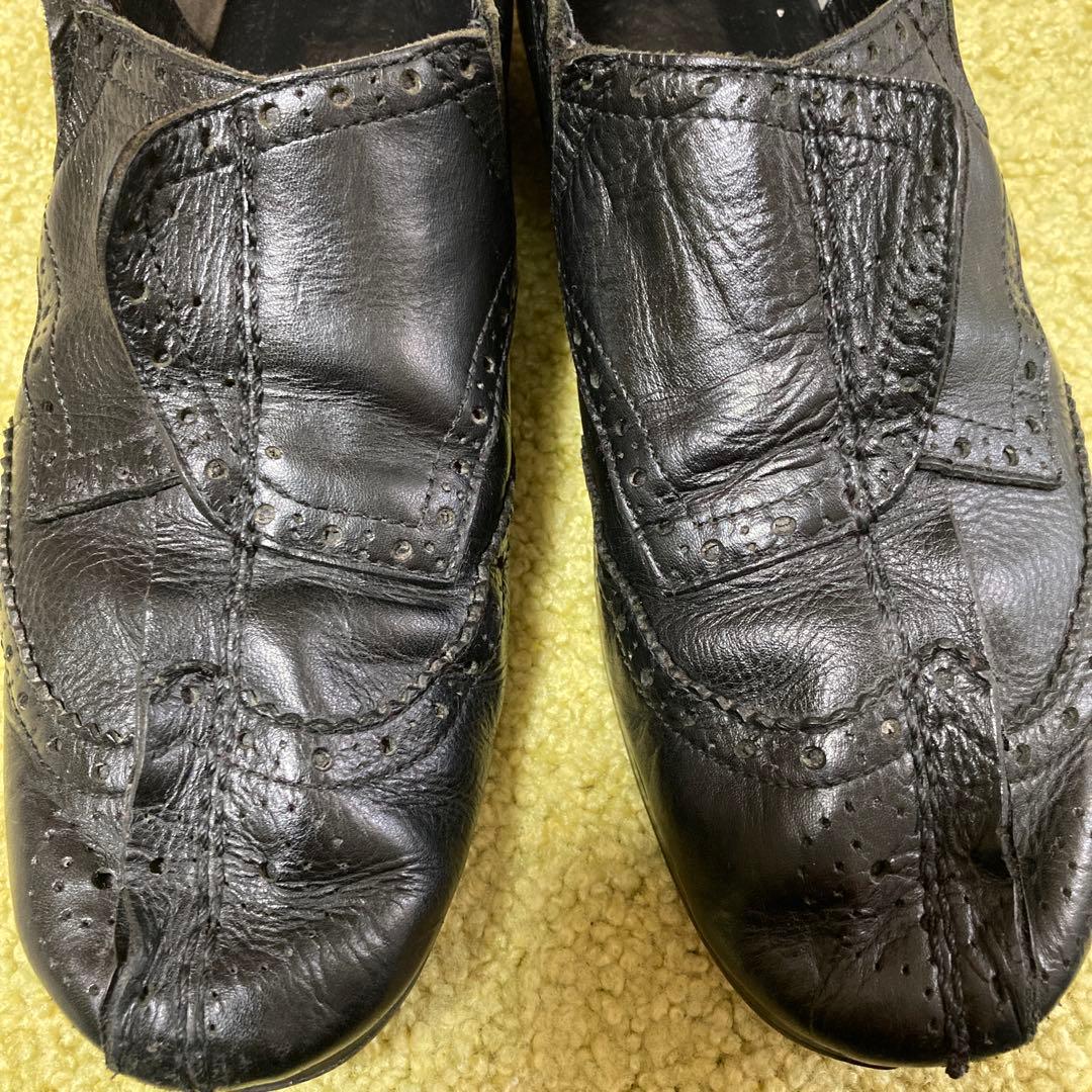 希少コムデギャルソントリコ　メダリオンシューズ皺加工22黒