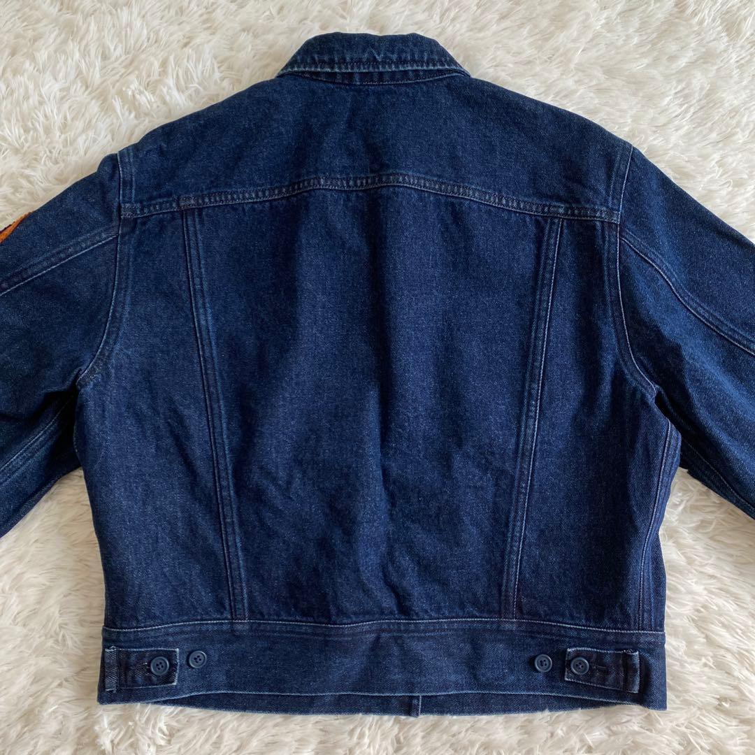 美品☆ワンダフルワールド くま刺繍ワッペン デニムジャケット カネコイサオ