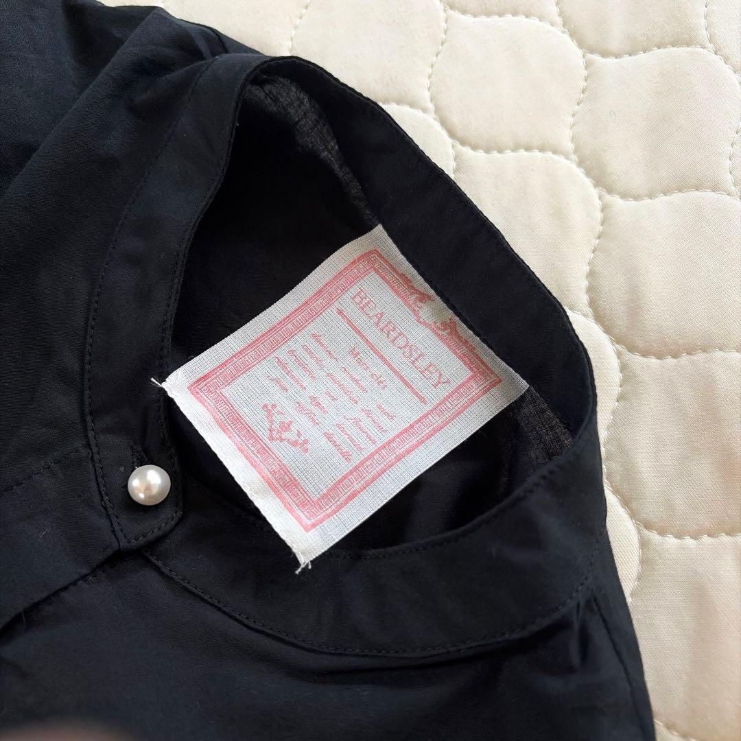 【美品】BEARDSLEY パールボタンギャザーワンピース　ブラック　サイズ0