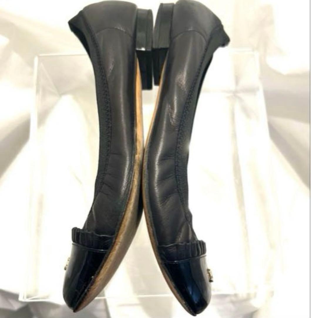 【美品】CHANEL シャネル ブラック フラットシューズ ブラックココマーク