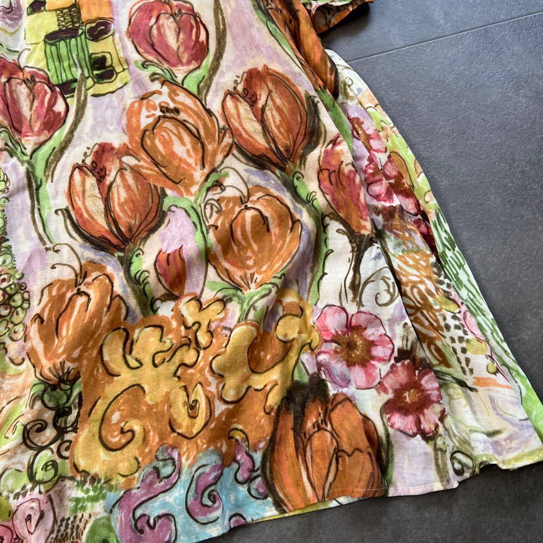 激レア♡Sybilla シビラ絵画総柄　コットン チュニック ワンピース ⑤