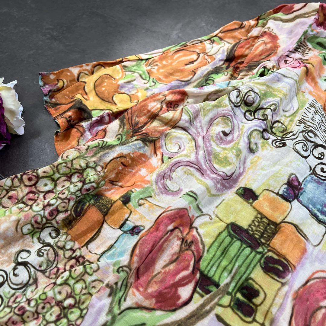 激レア♡Sybilla シビラ絵画総柄　コットン チュニック ワンピース ⑤