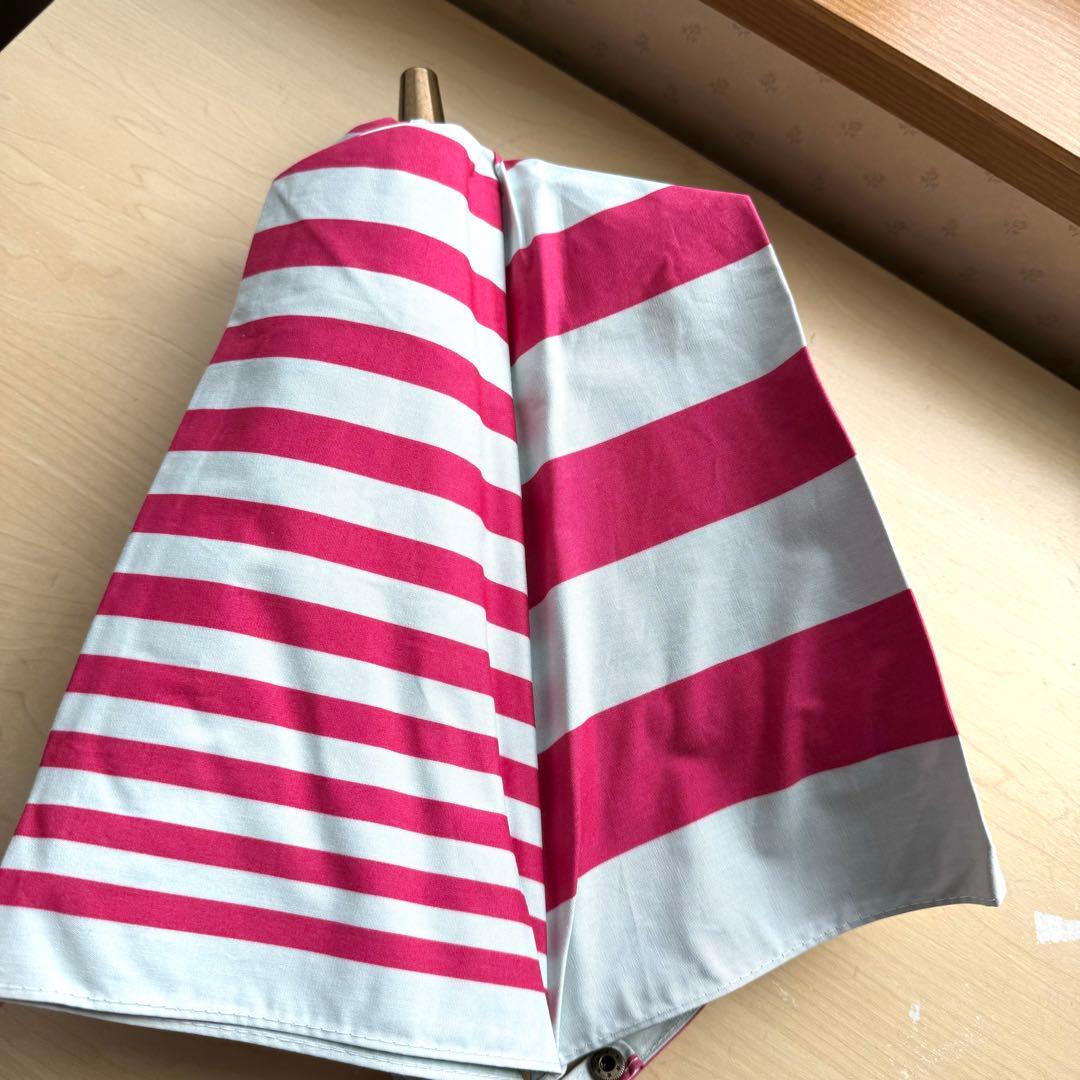 ★新品★cocca　晴雨兼用　日傘　楽折　１級遮光　遮熱　ボーダー　ピンク