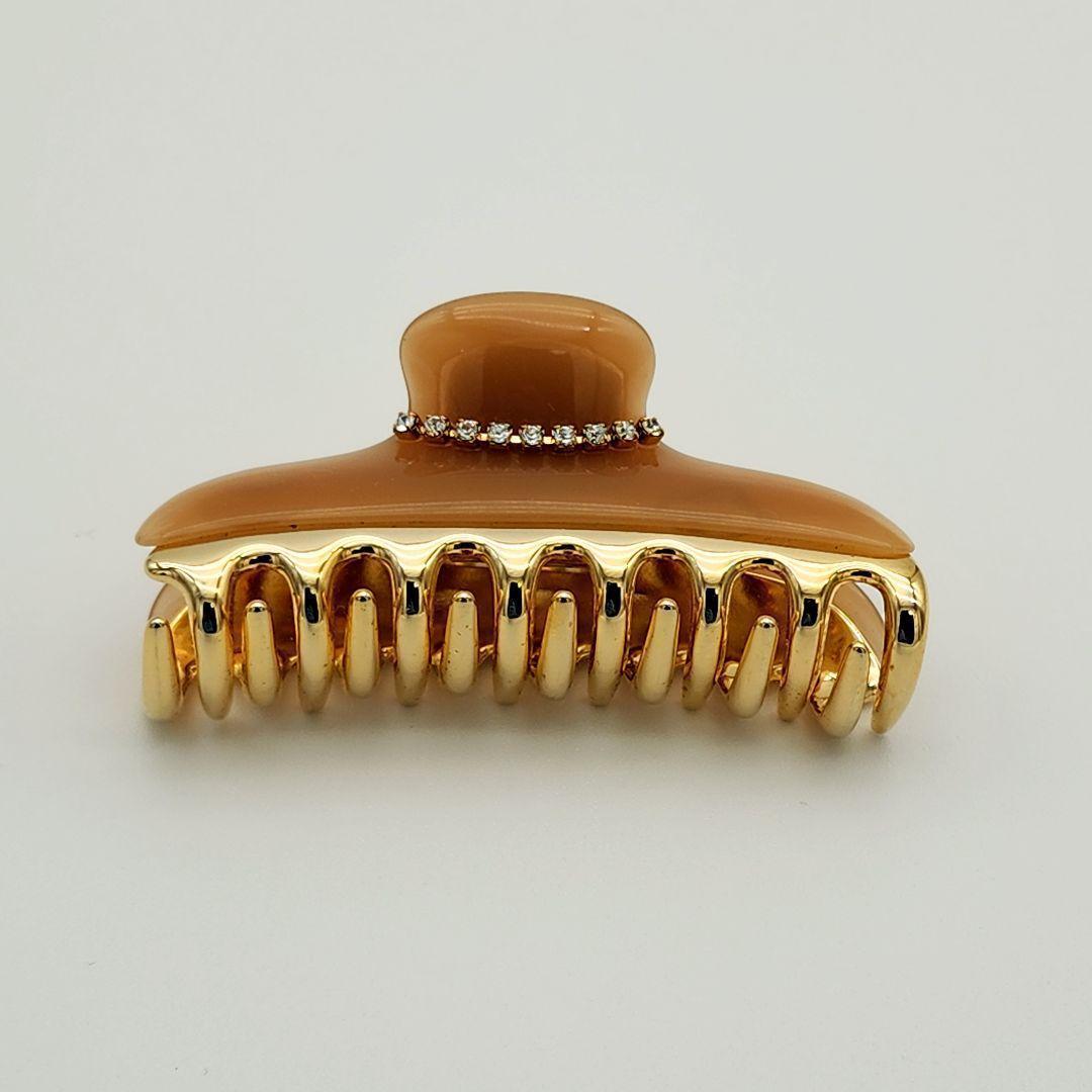 ☆acca☆ ヘアクリップ ラインストーン ピンクベージュ ゴールド.