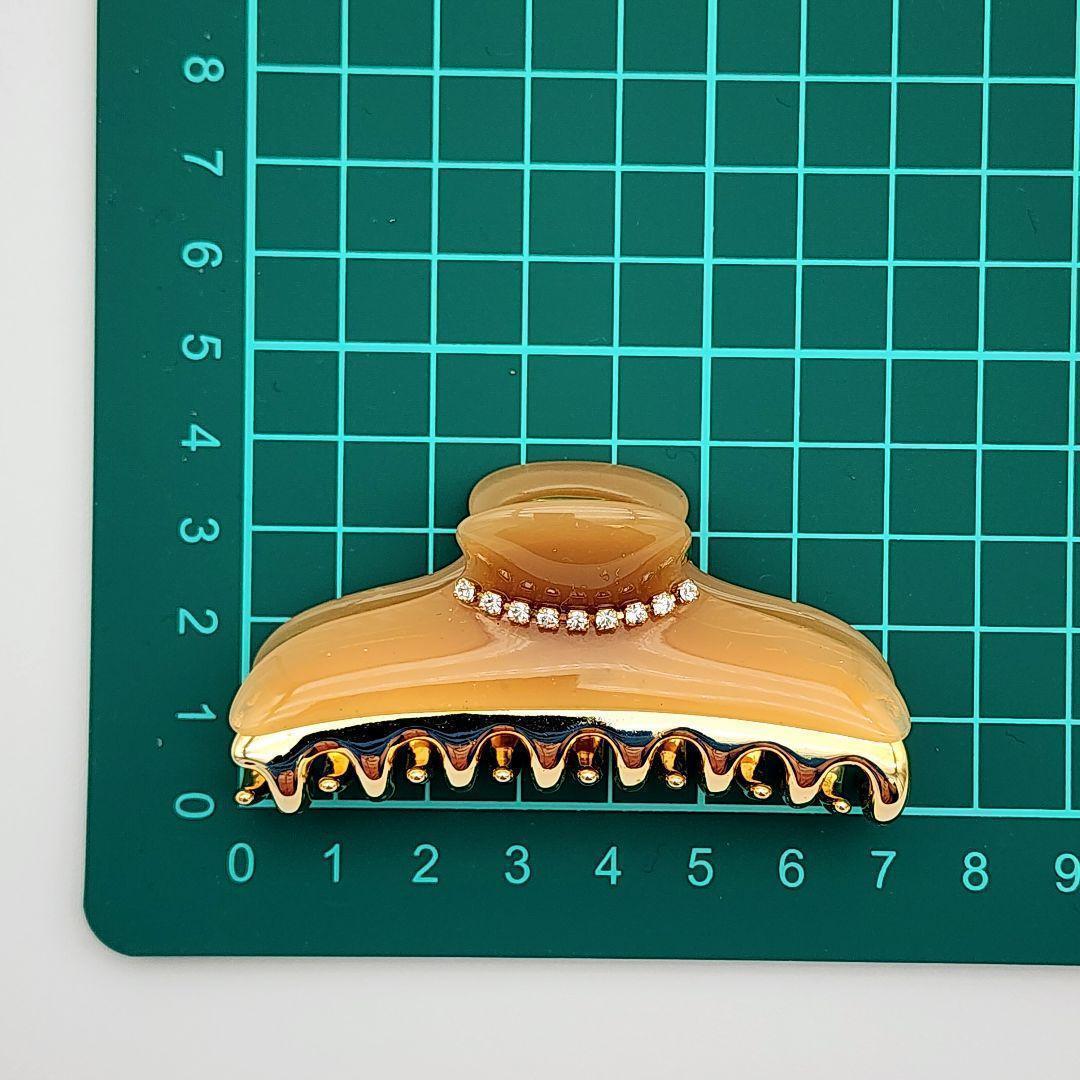 ☆acca☆ ヘアクリップ ラインストーン ピンクベージュ ゴールド.