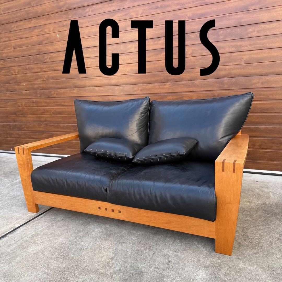 ACTUS BOSCO ソファ 黒レザー ウォールナット 購入価格28万