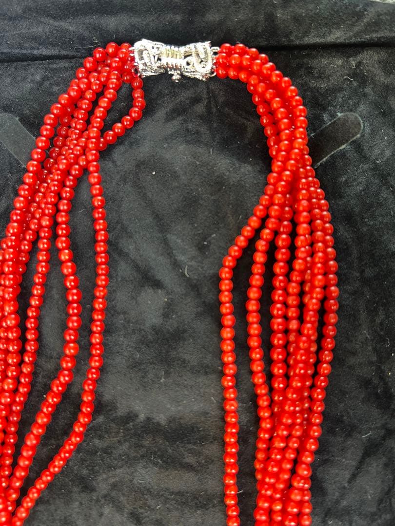 天然赤珊瑚　7連ネックレス　鑑別書付き