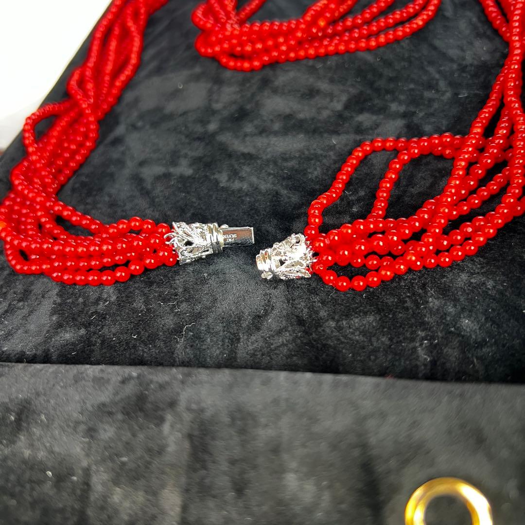 天然赤珊瑚　7連ネックレス　鑑別書付き