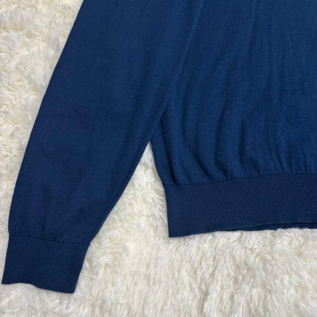 ジョンスメドレー タートルネック ニット L ブルー シーアイランドコットン