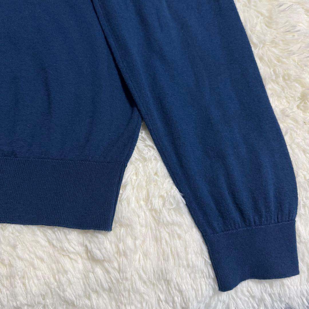 ジョンスメドレー タートルネック ニット L ブルー シーアイランドコットン