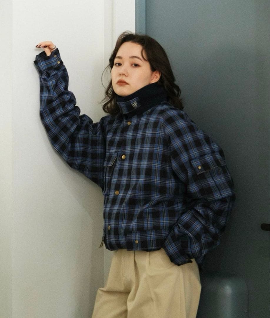 【完売品】TINA : JOJUN チェック柄　ハンティングジャケット　ブルー