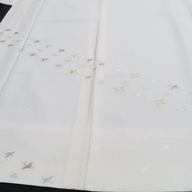 新品 鶴 着物 正絹“温もり抱いて夢見心地”仕付け糸付 長襦袢 6101