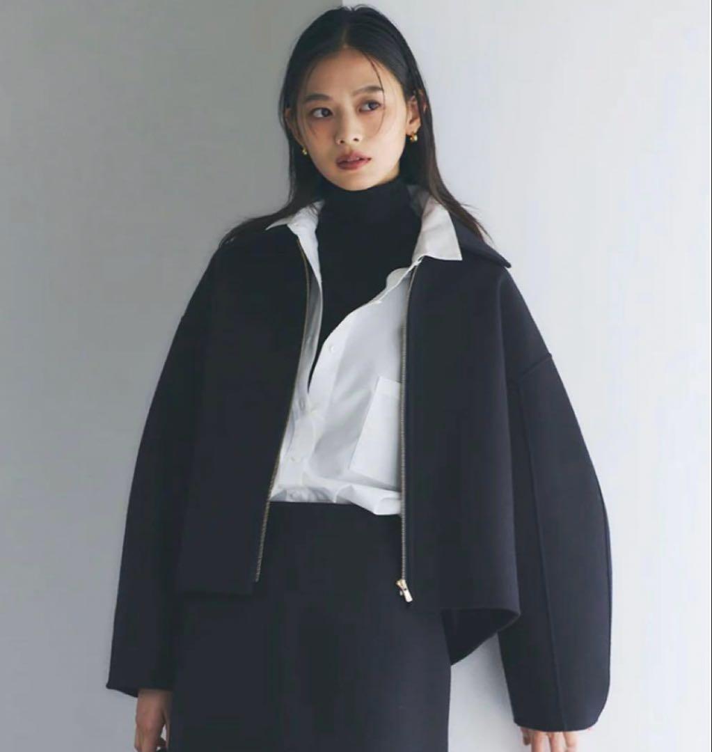 【完売】超美品 リバーウールショートコート NAVY アニュアンス　anuans