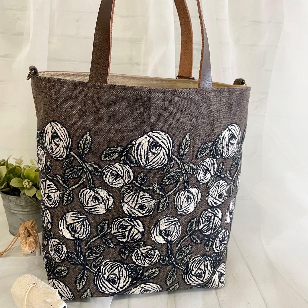 ハンドメイド　ポケットトートバッグ　ミナペルホネン　rosy 451