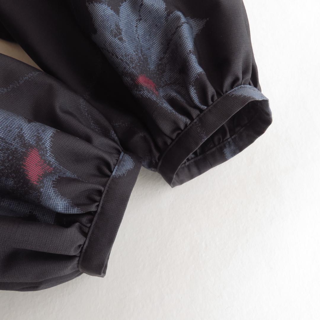 着物リメイク　正絹紬　シャツワンピース　マキシ　ロング　バルーン　パフスリーブ