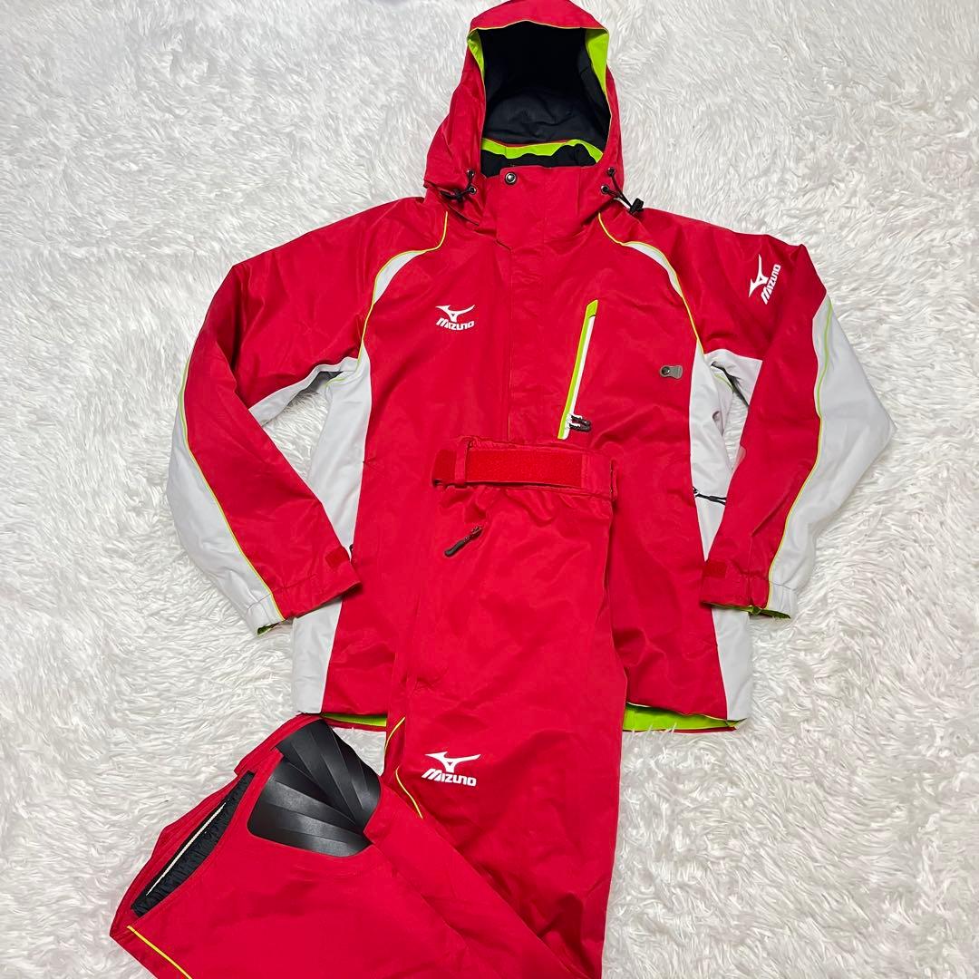 美品 最高級 ミズノ MIZUNO セットアップ スキー ウェア 赤 上下