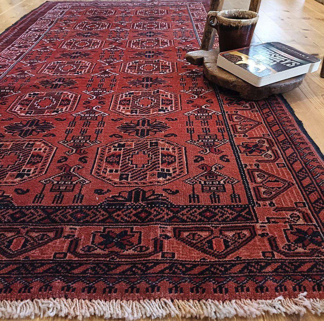 【ロングサイズ】80s トライバルラグ　アフガンラグ　ヴィンテージラグ ペルシャ