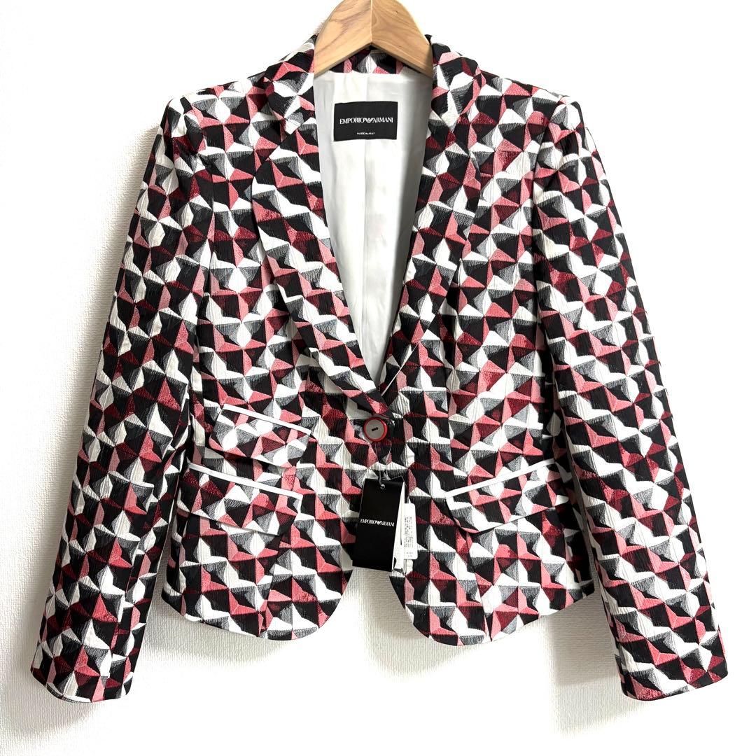 新品✨EMPORIO ARMANI✨マドラス柄　テーラードジャケット　42 L