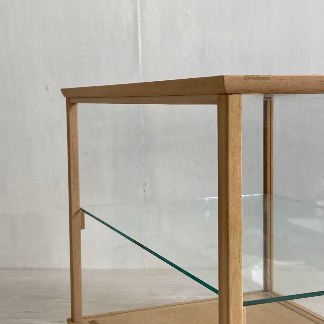 g305 古い木製ガラスケース 2段 卓上ショーケース 扉なし