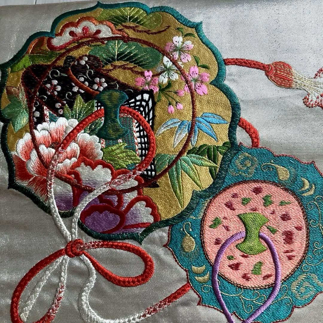 アンティーク名古屋帯　大正ロマン　上質な刺繍　と金駒刺繍　正絹　N8-25