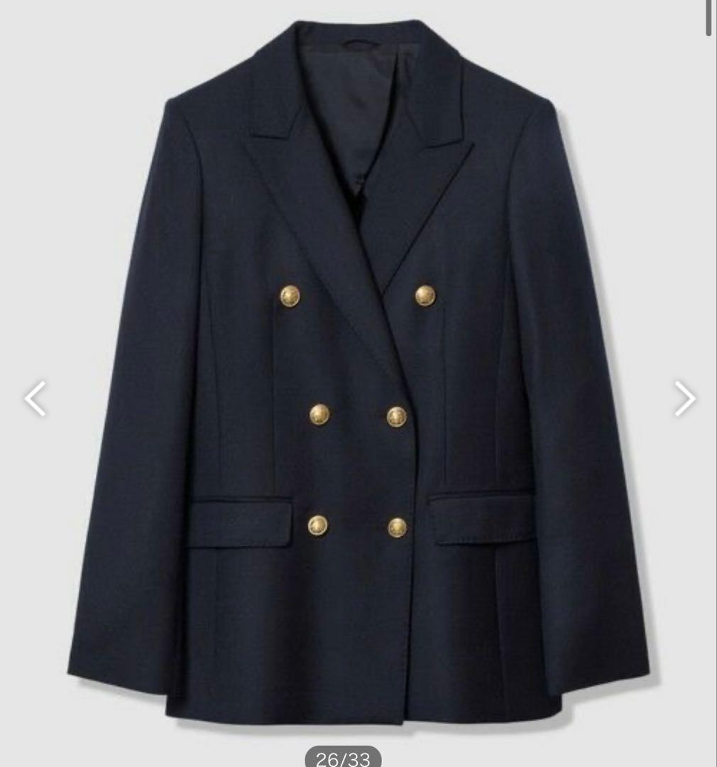 ANAYIウールオックスダブルジャケット38アナイネイビー金ボタン