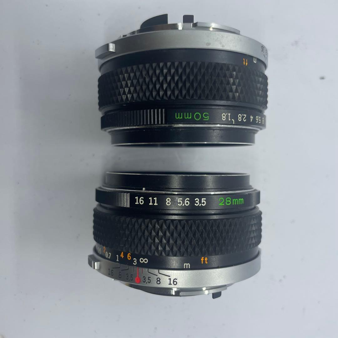 【完動品】OLYMPUS OM-1 50mm f/1.8と28mm f3.5