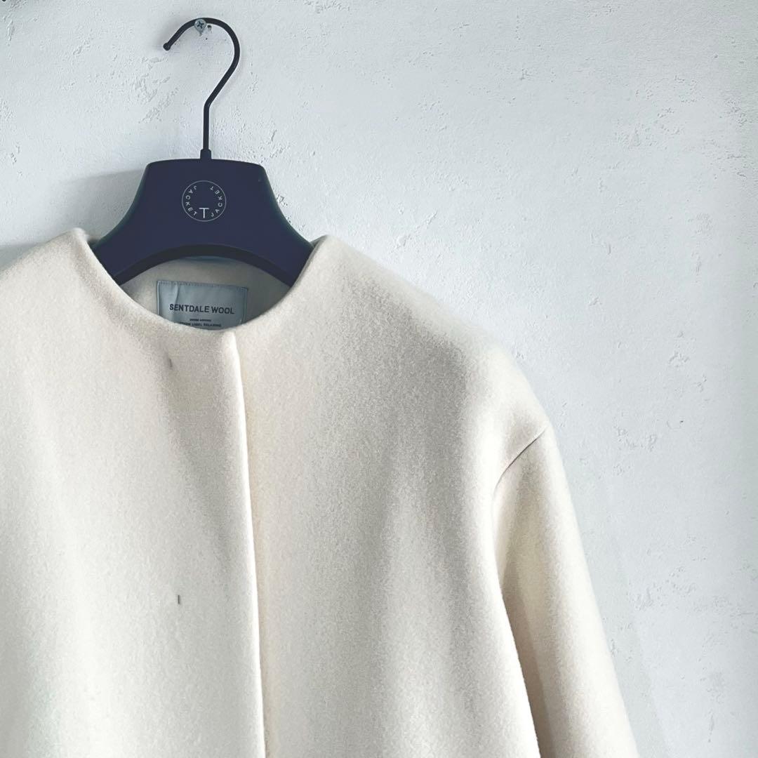 ユナイテッドアローズ　美品　セントデールウール ノーカラー ミドル コート