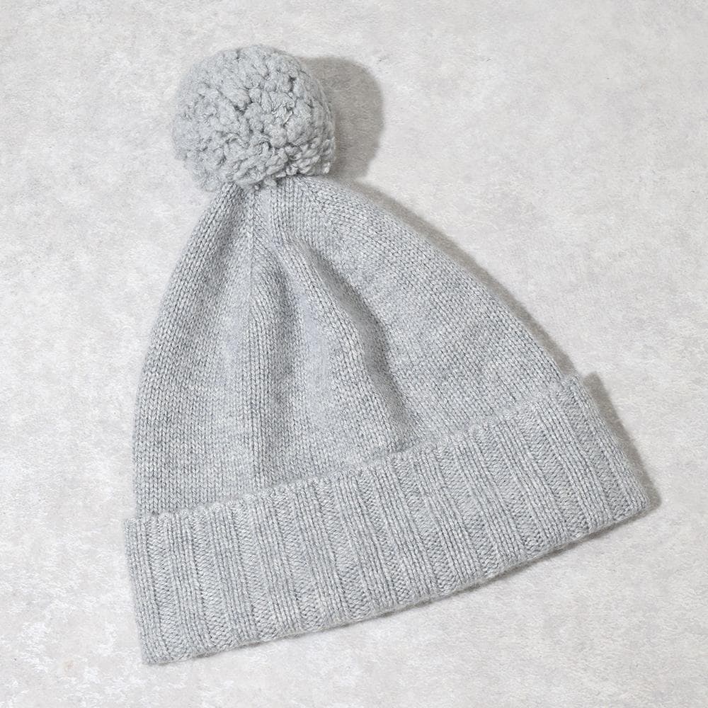 英国製 Johnstons of Elgin カシミヤ ニット帽 ボンボン付き