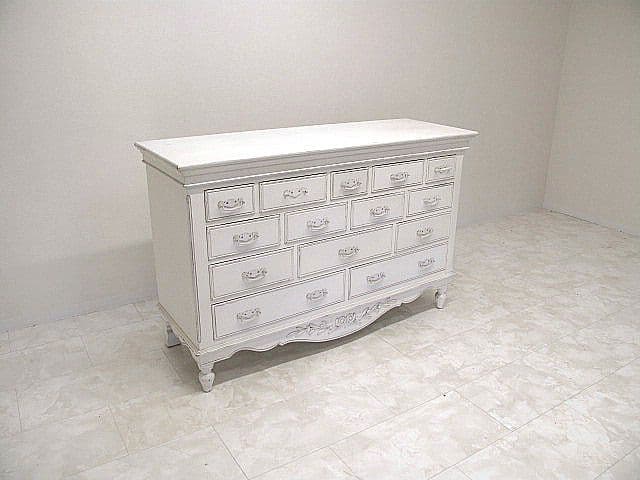展示品　フレンチシャビー ホワイトペイント サイドチェスト ローチェスト