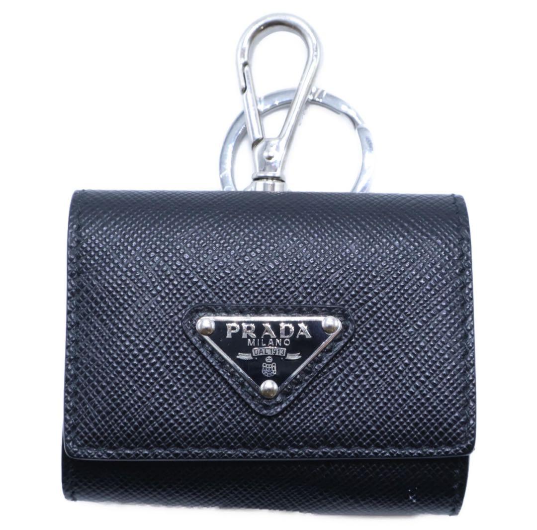 PRADA プラダ サフィアーノレザー Air Podsケース キーリング　黒