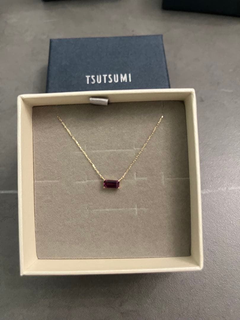 ツツミジュエリー　k10 イエローゴールド ロードライト　ガーネット　ネックレス
