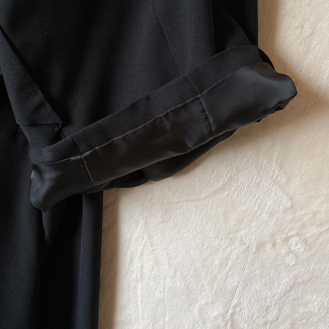 T088美品ハレSQUAREサムエコート和装着物羽織キモノ袖オーバーサイズ黒Ｆ