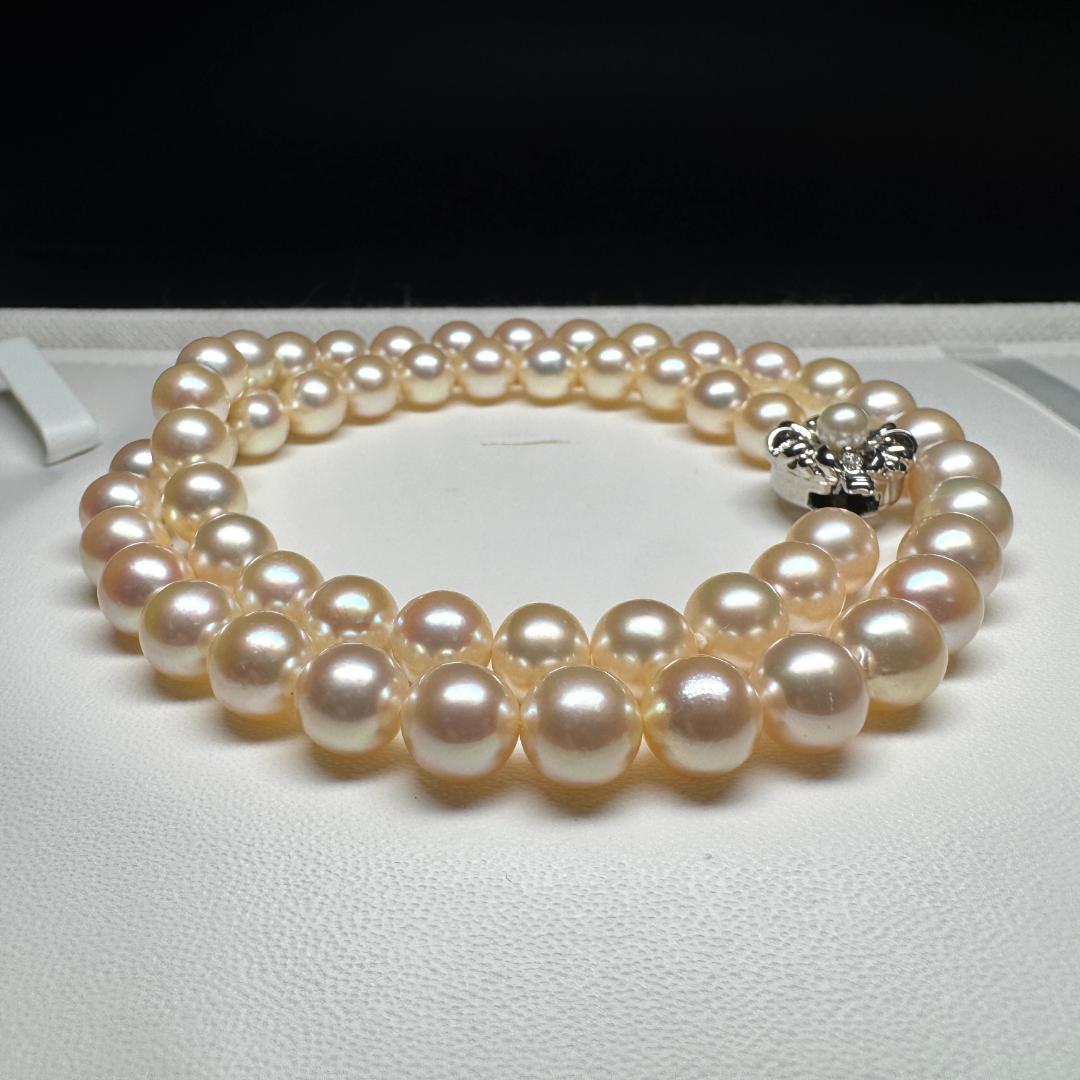 鑑別書付き テリ強✨ あこや真珠 パール ネックレス 約7.5-8.0mm SV