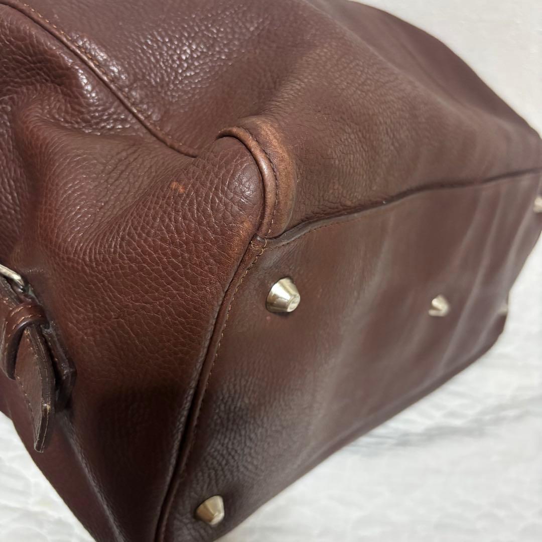 【希少】  型押しロゴ レザー ボストンバッグ 2way