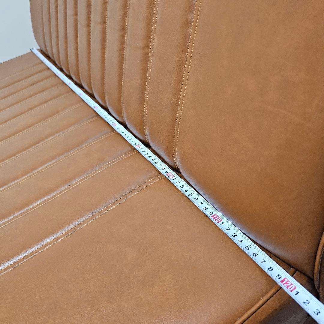 【送料込み】日本製 2人掛け ソファー 合皮 レザー調 ブラウン