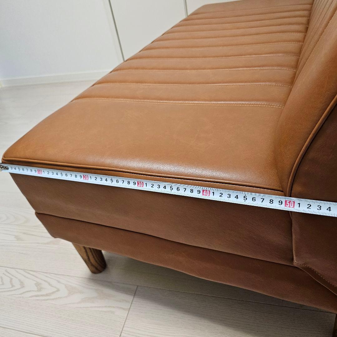 【送料込み】日本製 2人掛け ソファー 合皮 レザー調 ブラウン