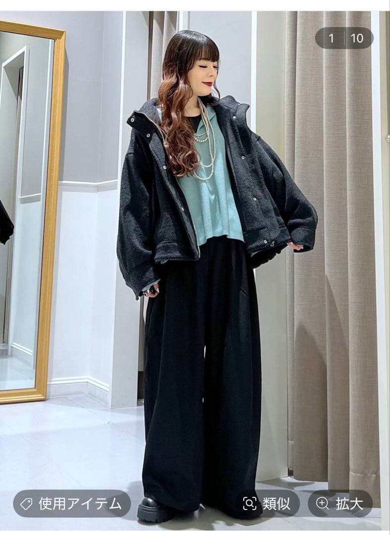 レプシィム　スライバーBIGブルゾン　モノトーンブラック