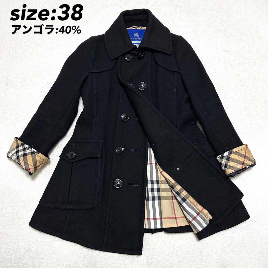 美品　BURBERRYBLUELABEL ウールコート　ノバチェック　アンゴラ混
