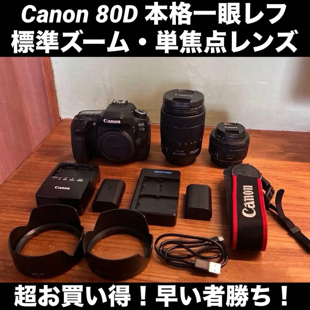 Canon EOS 80Dデジタル一眼レフカメラ・標準ズームレンズ＆単焦点レンズ