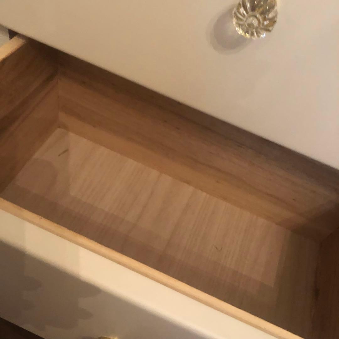 ホワイト 5段チェスト 木製 装飾付き