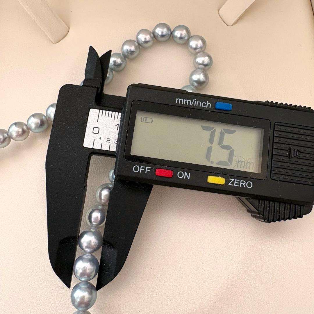 真科研鑑別書★無調色ナチュラルブルーSEIKOアコヤ真珠ネックレス7-7.5mm