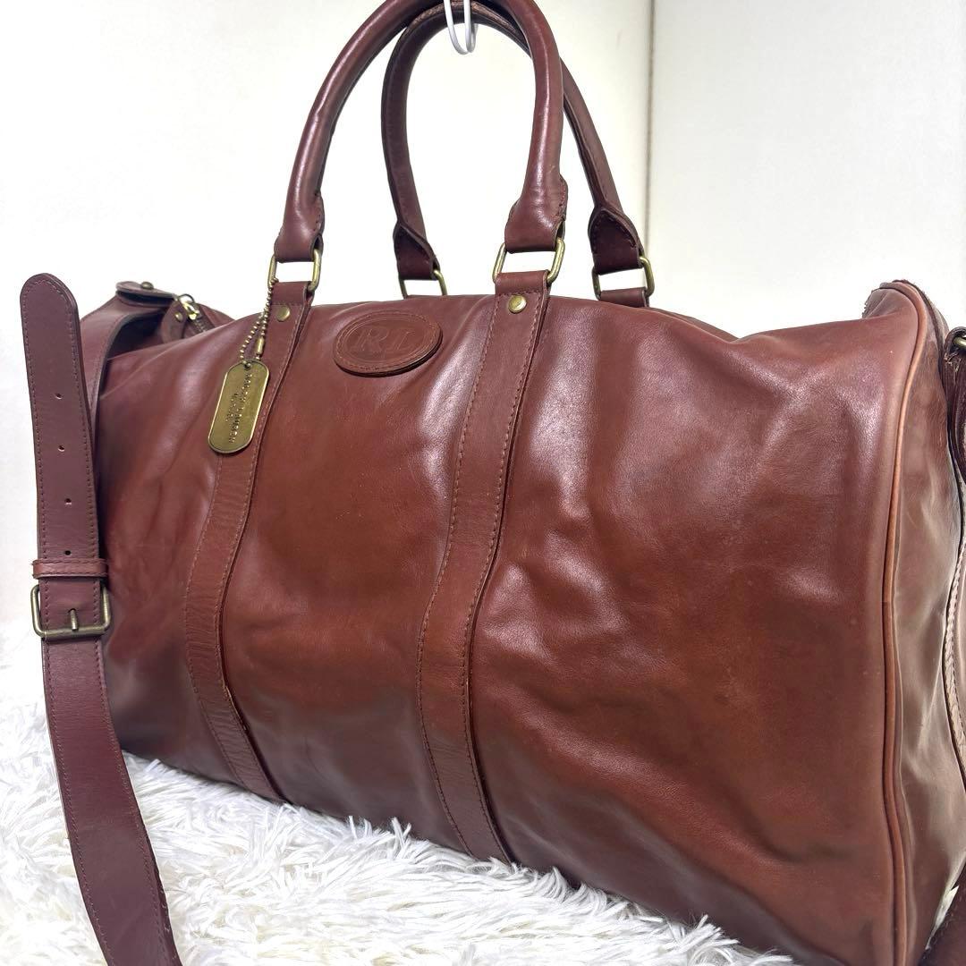 [希少] ラルフローレン　レザーボストンバッグ　2way 大容量　U.S.A