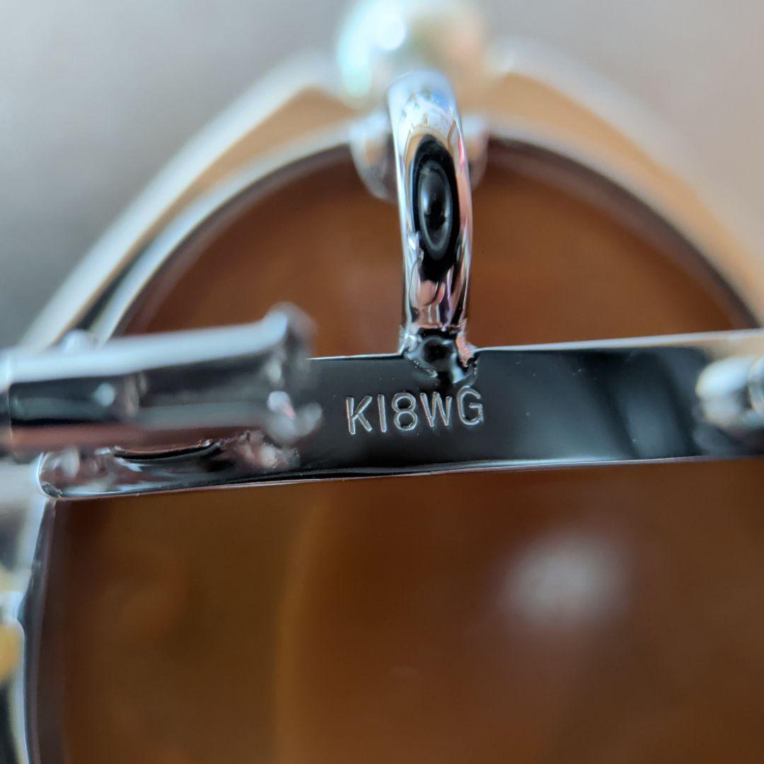 ブローチ　ペンダントトップ　2way　K18　K14　WG　シェルカメオ　真珠