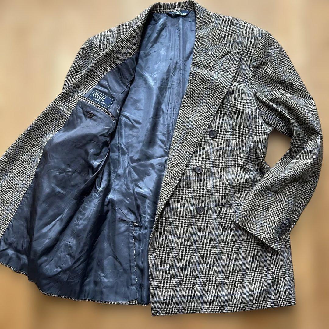 【USA製】90s ポロラルフローレン ダブルジャケット グレンチェック