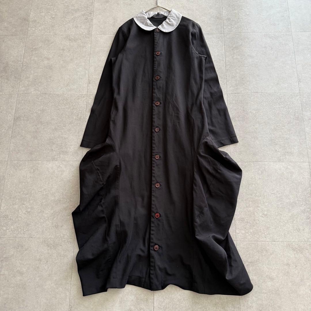 コムデギャルソン　コムコム　ポリ縮ワンピース　コブ　丸襟　AD2019　黒