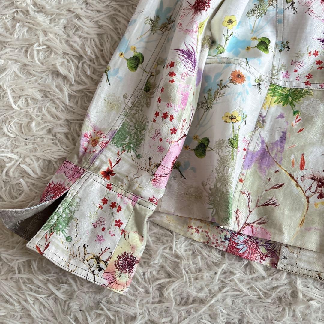 ジェニーギャルソン イタリア製生地 ボタニカルフラワー ジャケット 42 大きい