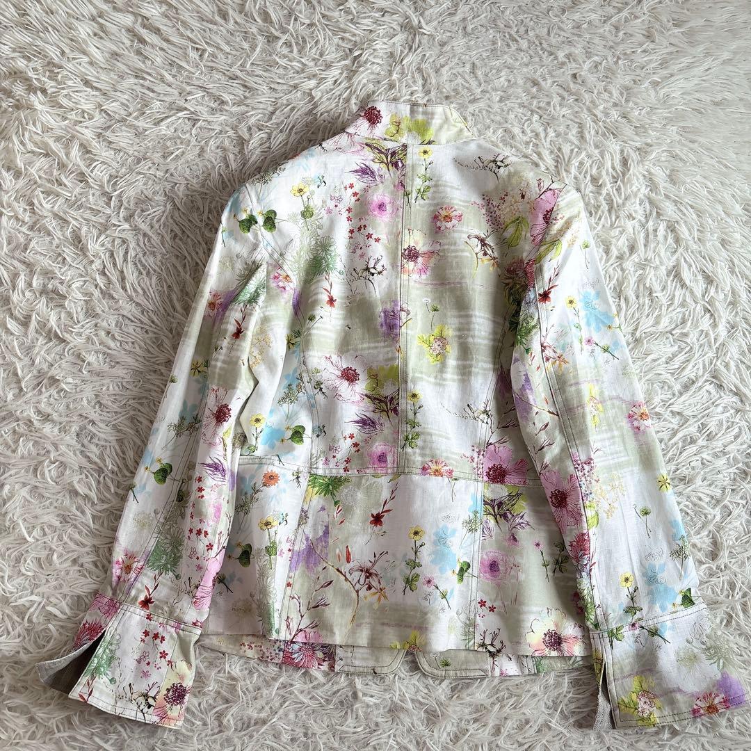 ジェニーギャルソン イタリア製生地 ボタニカルフラワー ジャケット 42 大きい