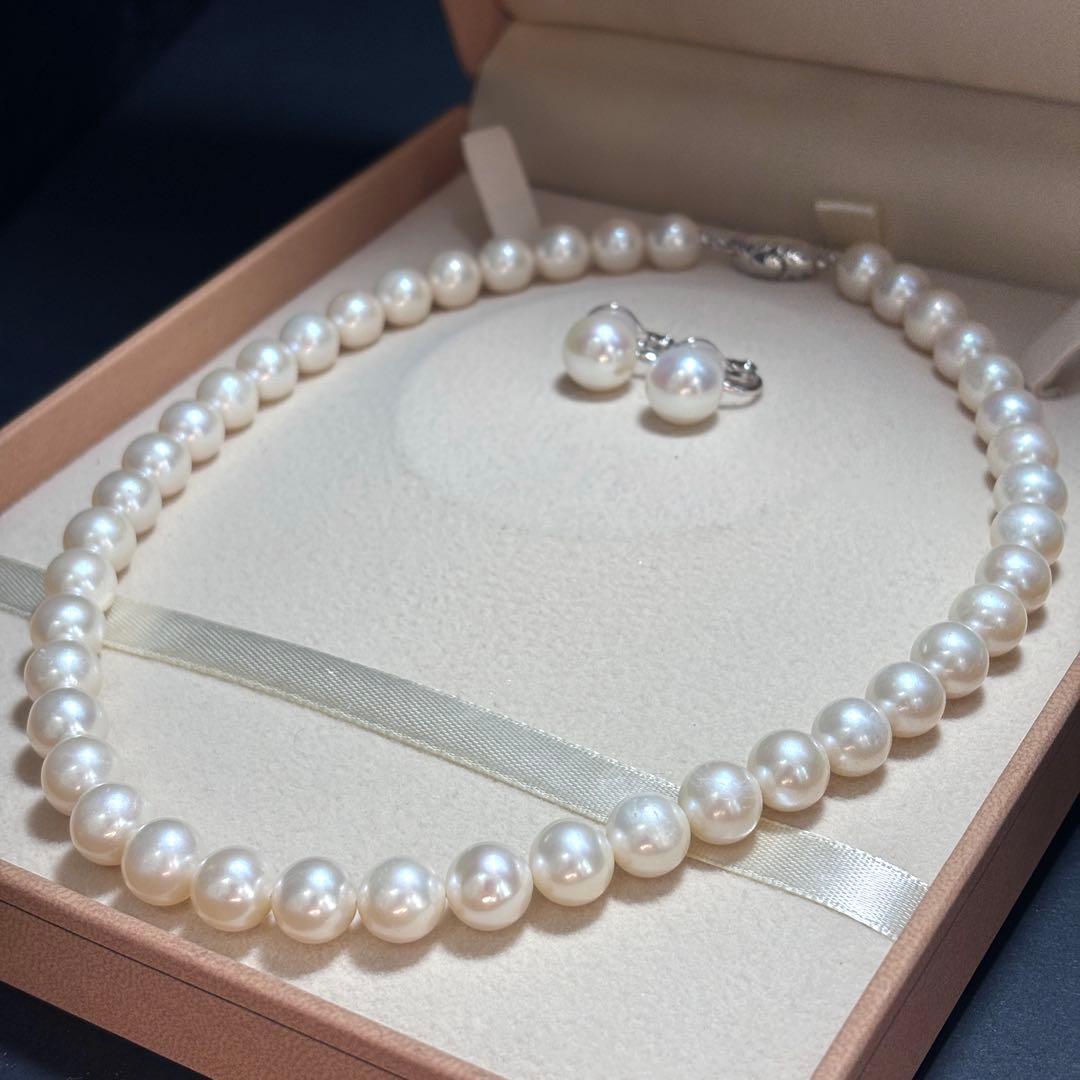 超大珠✨　パール　ネックレス　イヤリング　9.4-10.1 本真珠　SILVER
